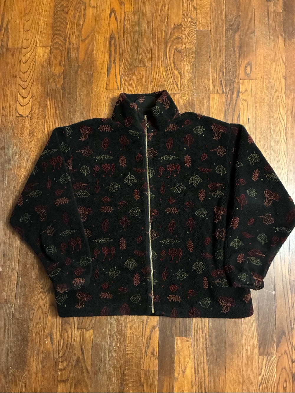 Vintage Winona fall floral zip fleece jacket size large